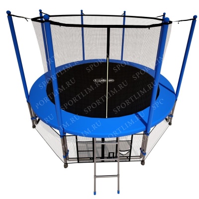 Батут i-JUMP 12ft 3,66м с нижней сетью и лестницей (blue)